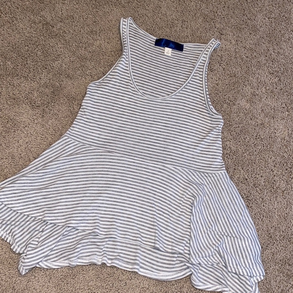 Striped asymmetrical peplum tank